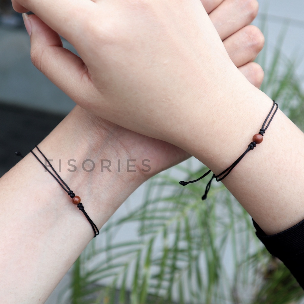 Gelang Tali Kayu Vintage Wood Double Slide Core  Simple  Cocok Untuk Couple Gelang Pria & Wanita