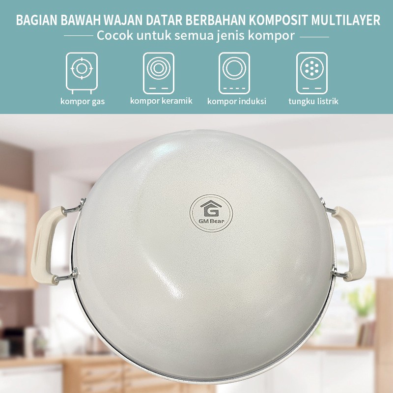 GM Bear Wajan Penggorengan Teflon 32cm 1238- Wok Pan