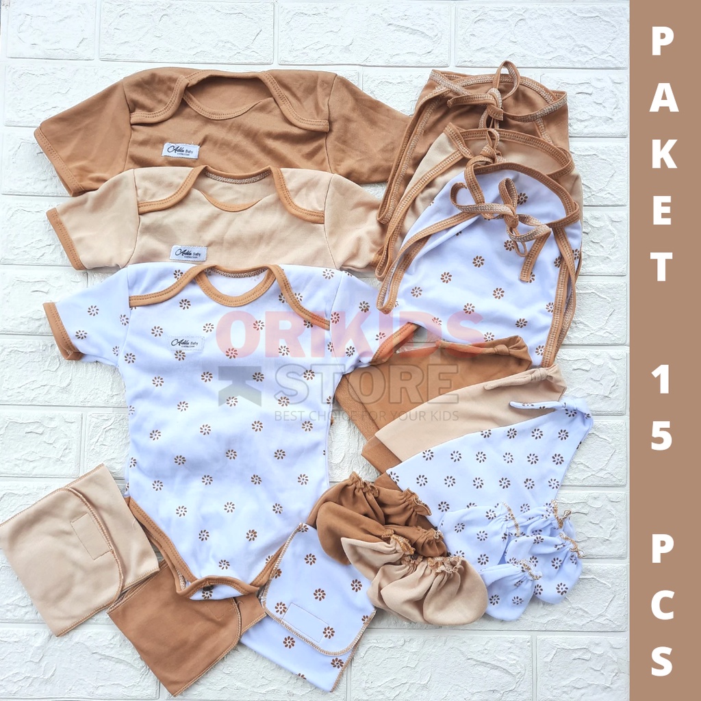 JUMPSUIT/Jumper Set Bayi Laki-Laki Perempuan 0 3 Bulan Isi 15 Paket Kado Lahiran