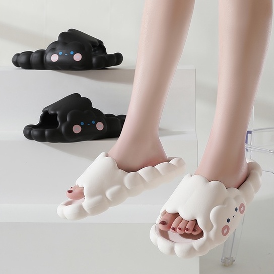 Sandal Wanita Slop Awan Cloud Sendal Slip On Cewek Kekinian Empuk Premium Sandal Selop Slipper Murah