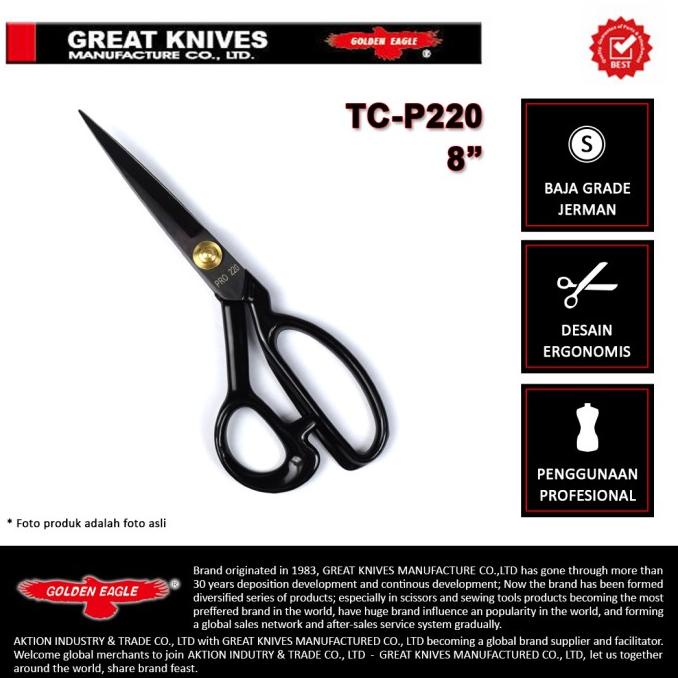 

Gunting Potong Bahan Kain Golden Eagle 8 inch TC-P220 - Tailor Scissor