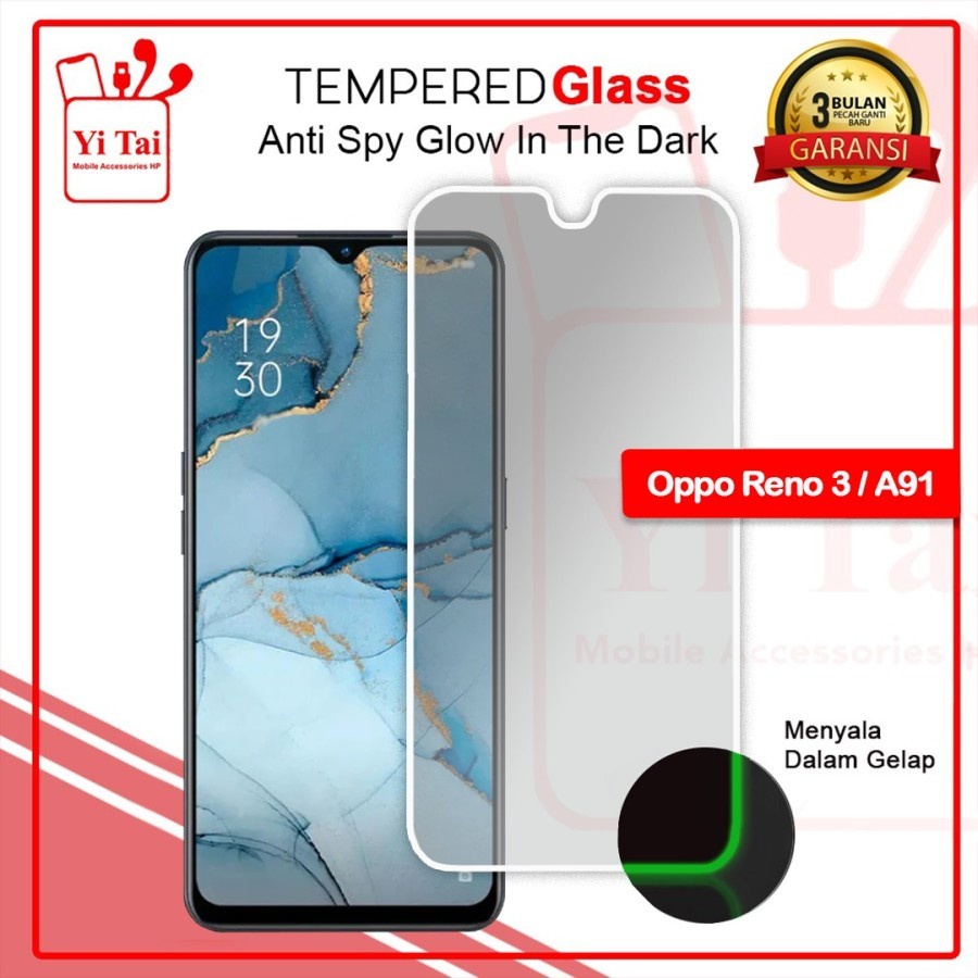 YI-TAI TEMPERED GLASS PREMIUM SPY GLOW IN THE DARK OPPO A52 OPPO A53 OPPO A54 OPPO A55 4G OPPO A74 4G OPPO A74 5G OPPO A76 4G OPPO A91 OPPO A95 4G OPPO A95 5G OPPO A96 WHITE_CELL