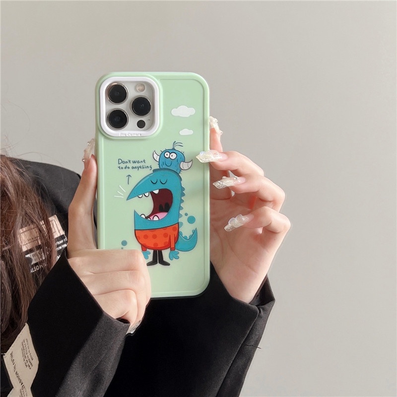 Soft Case Bahan Silikon TPU Desain Kartun Monster Dinosaurus Untuk IPhone 14 13 12 11 Pro Max