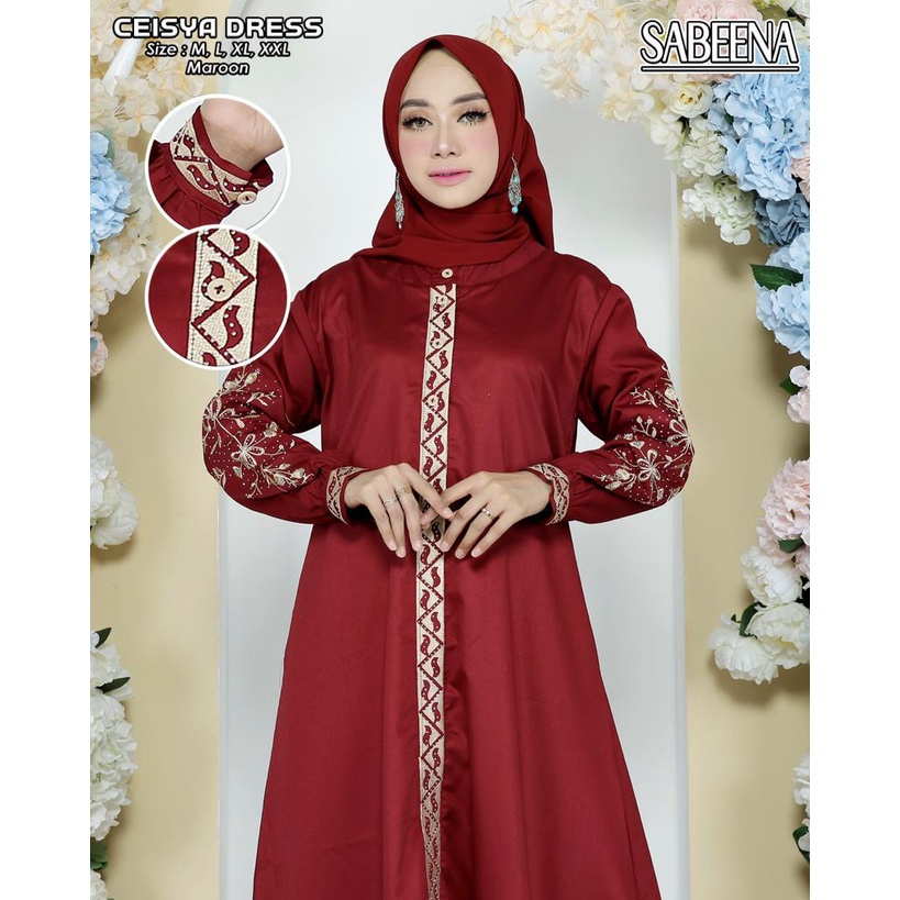 Gamis Katun Toyobo Bordir Premium//Gamis madina jumbo model terbaru!! COD