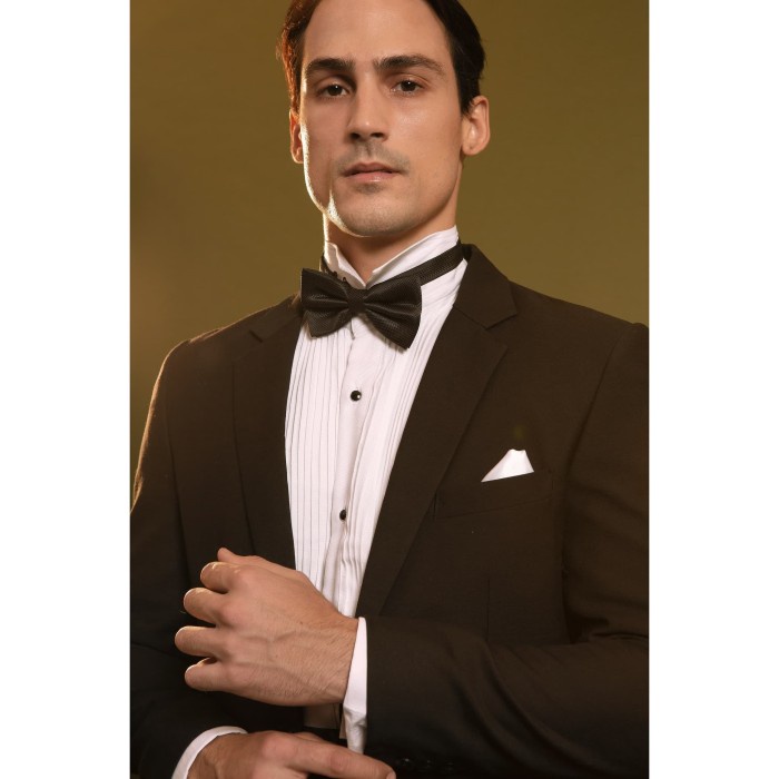 KEMEJA PRIA Kemeja Tuxedo Putih Wedding Wing Tip Collar Shirt Kemeja Formal Bowtie - S MOTIF PREMIUM