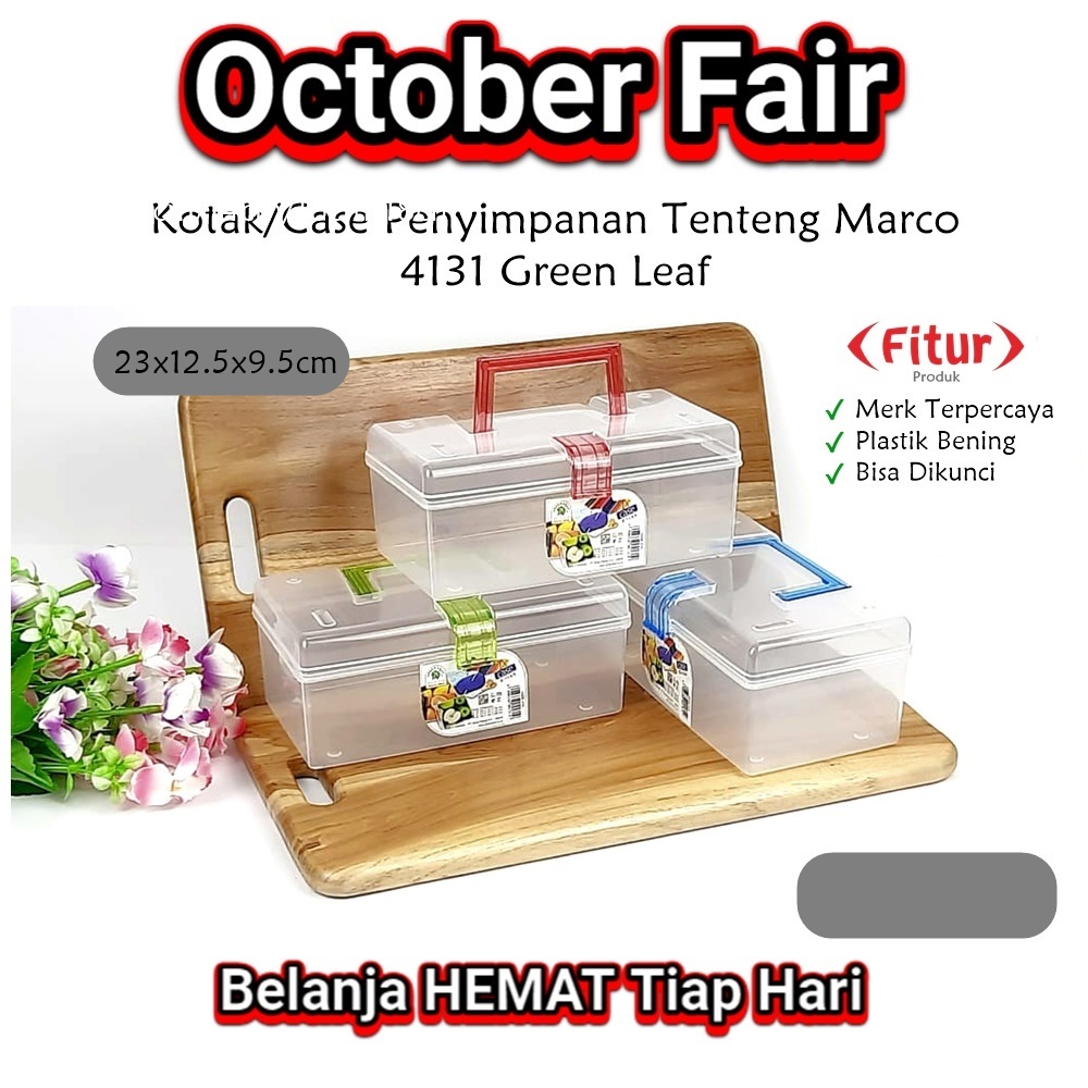 RML212J Kotak Plastik Tenteng/Box Oragnizer Case Marco 4131 Green Leaf