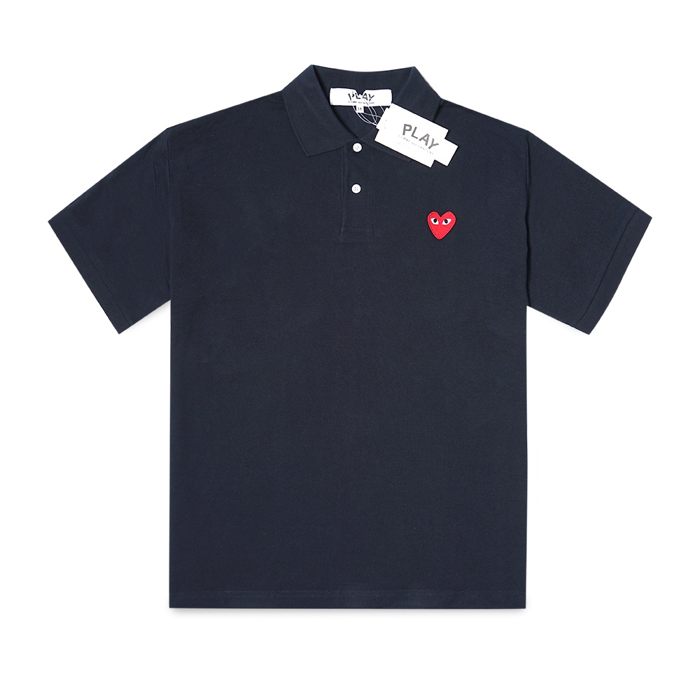 CDG Play Red Heart Polo Shirt Navy