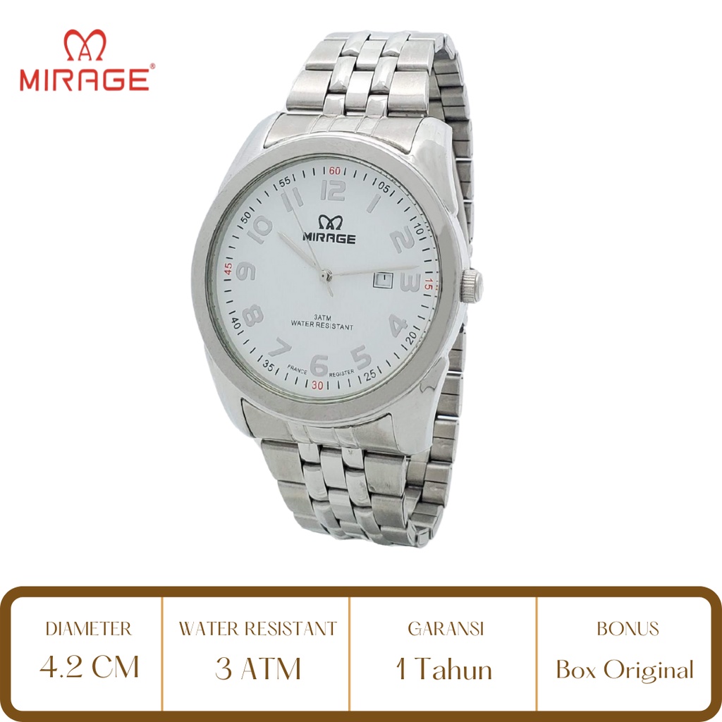 Mirage Watch Official Jam Tangan Pria Mirage Silver 8270 BRP M