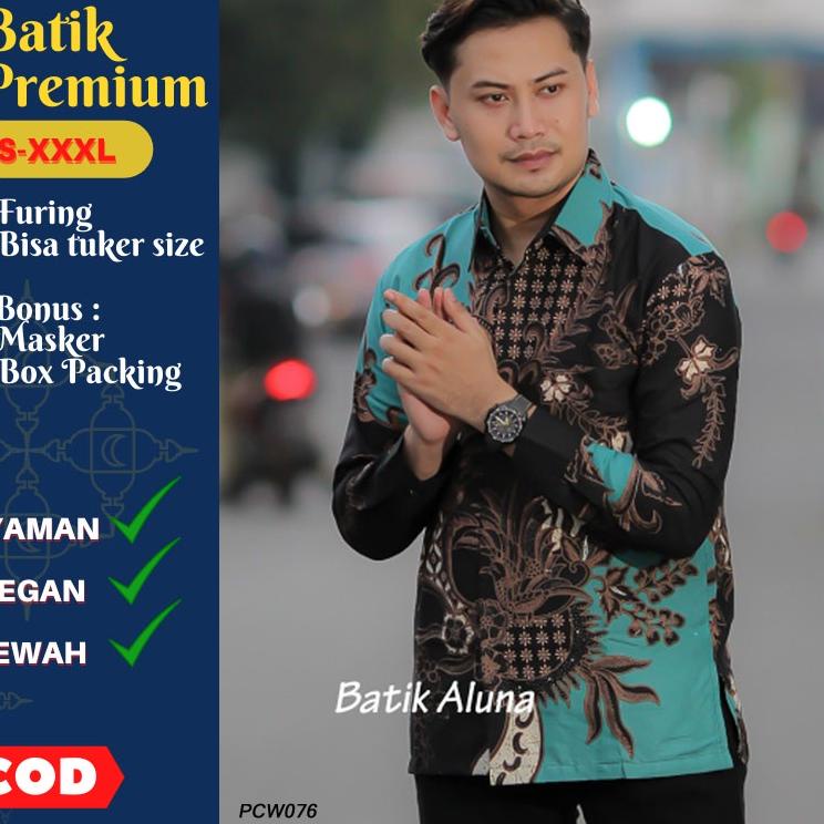 Tren Terbaru Baju Batik Pria Lengan Panjang kualitas Premium Cowok Dewasa Terlaris Kemeja Modern Kon