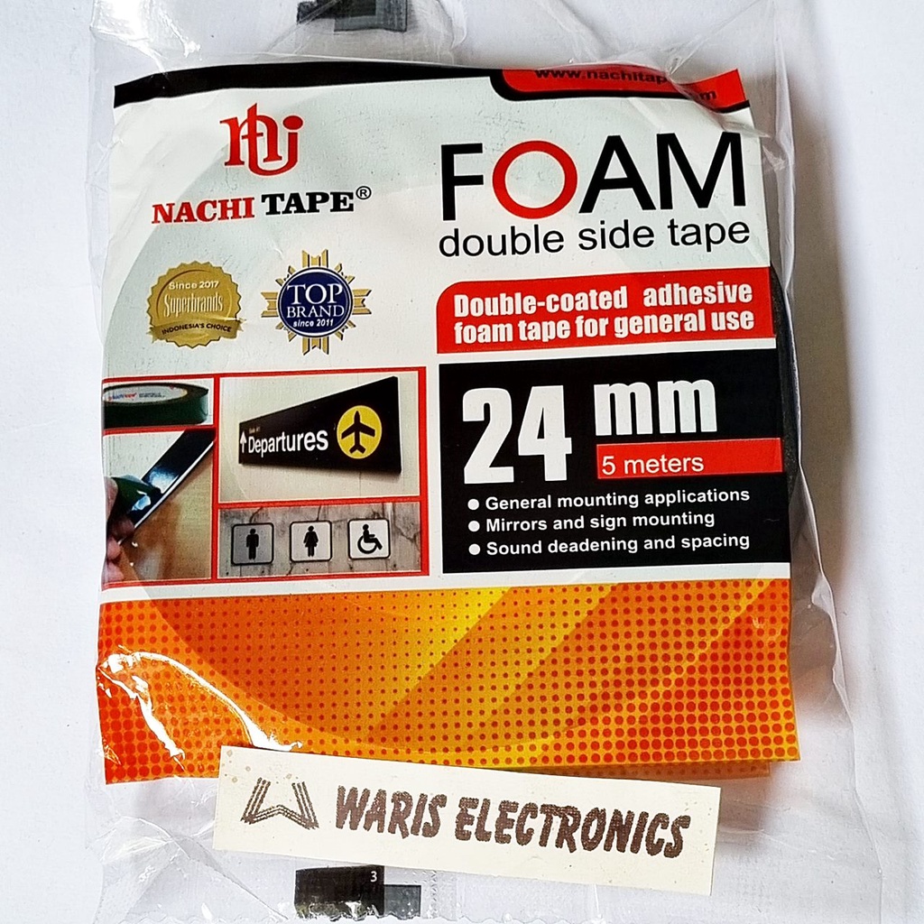 Spon Isolasi Bolak Balik Solasi Foam Busa Double Tape Nachi 24mm 5m