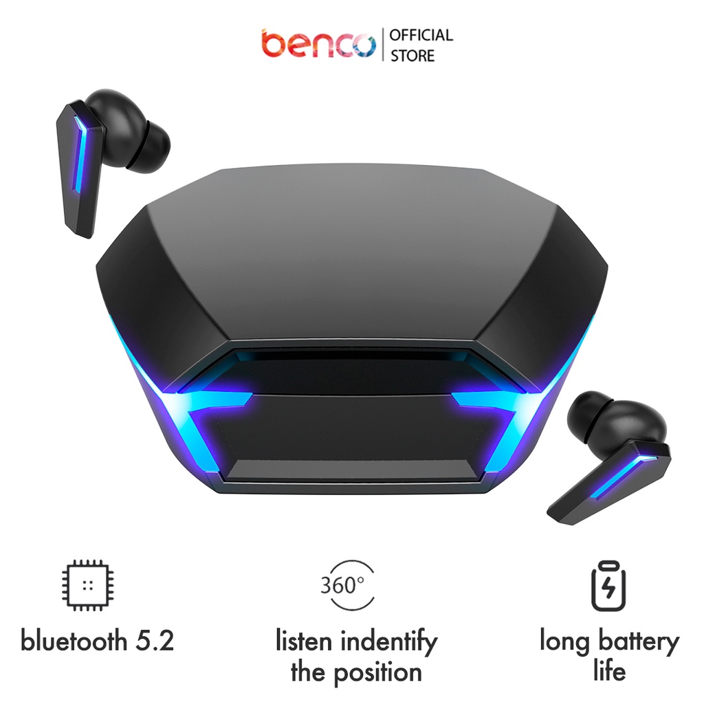 BENCO True Wireless TWS Gaming Earbuds Waterproof 40ms Low Latency HD M10