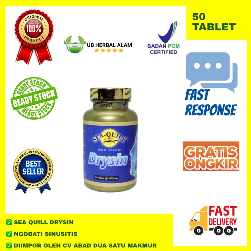 SEA QUILL Drysin - 50 Tablet / Mengobati Sinusitis Dan Flu