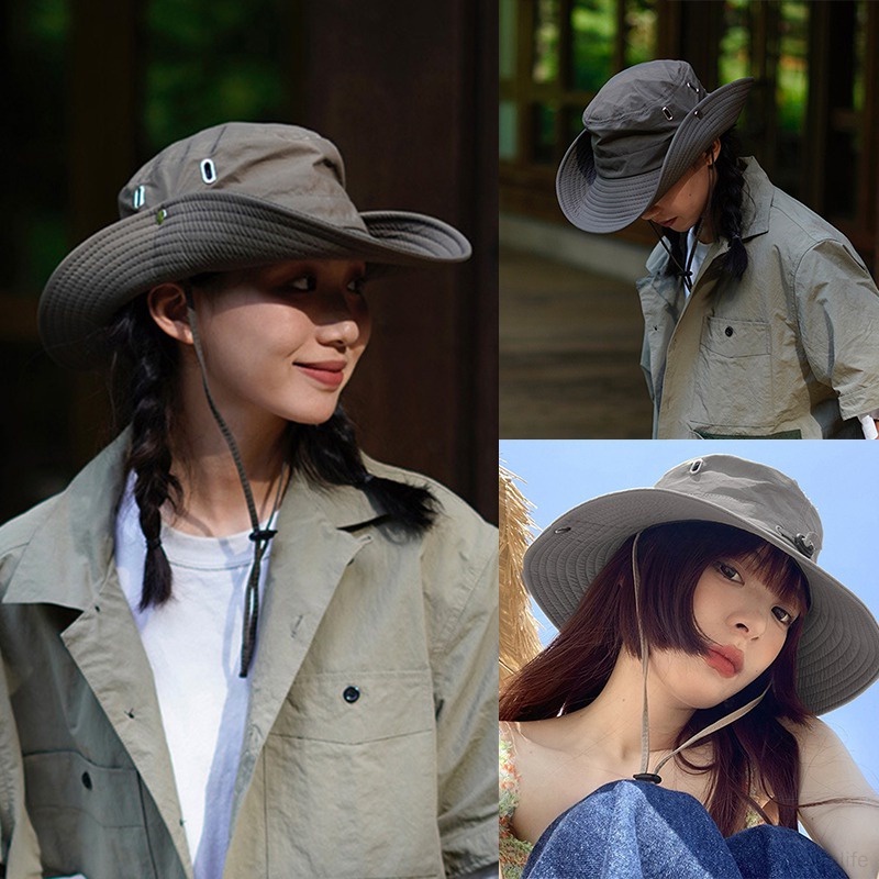 Topi Bucketfisherman Gaya Korea Breathable Adjustable Untuk Priawanita