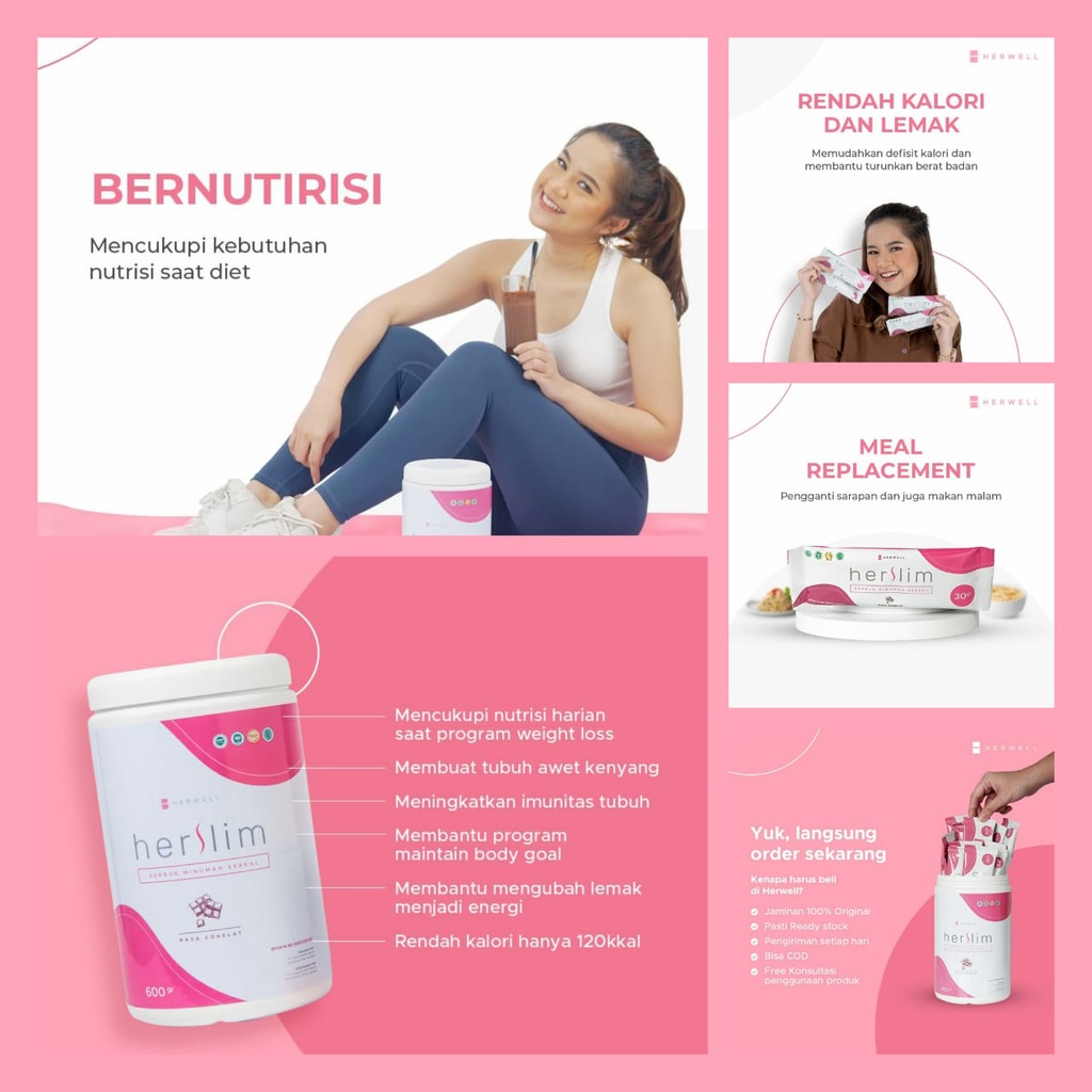 Herwell Herslim - Susu Coklat Untuk Diet/Susu/Coklat/Meal Replacement/Minuman Diet/Penurun Berat Bad
