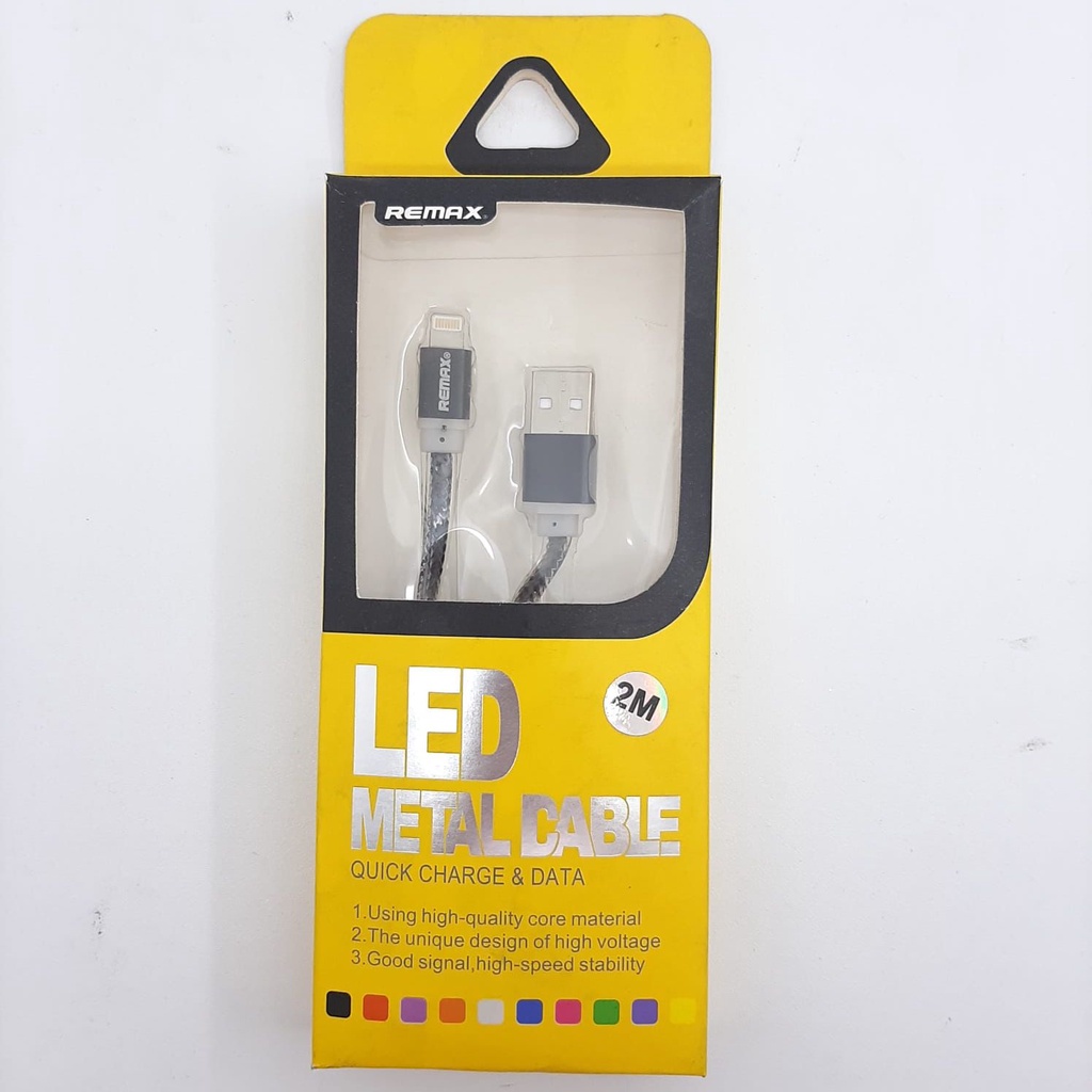 KABEL DATA REMAX LED METAL IPHONE / KABEL CHARGER IPHONE LED