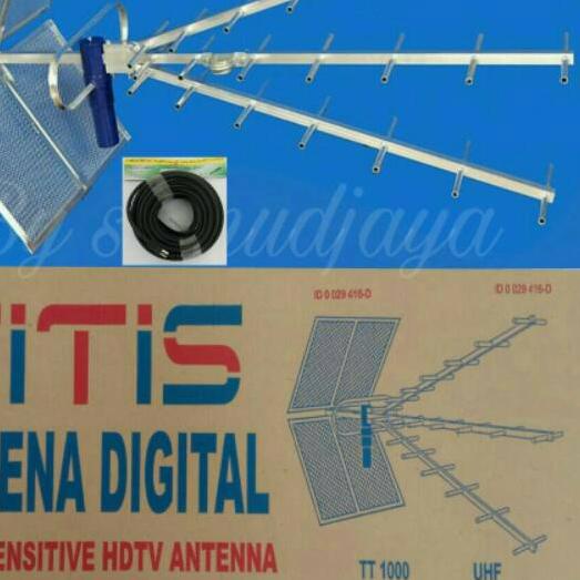 READY ✅⭐⭐⭐⭐⭐ Antena tv titis tt 1000/ antena tv digital/antena luar outdoor dan kabel rg6 20 meter|S