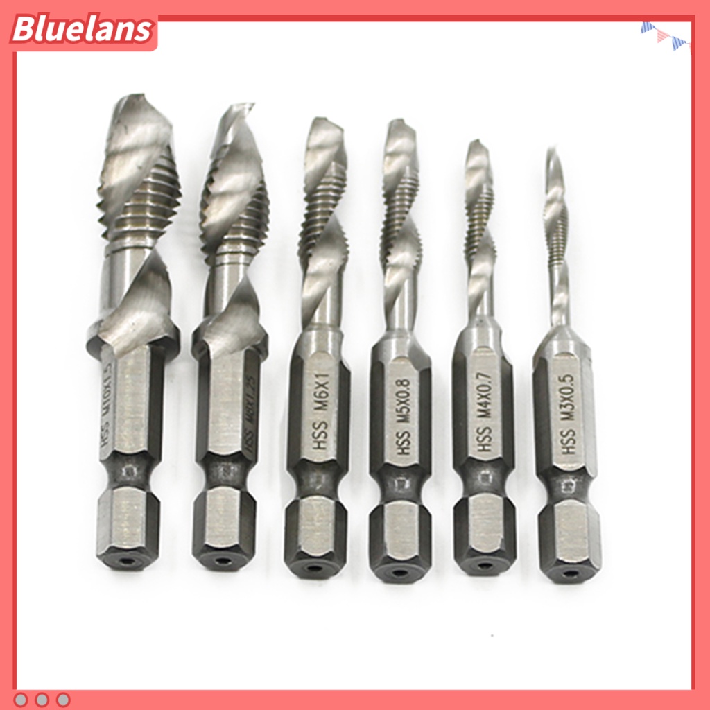 6 pcs Set Mata Bor Tekan HSS dengan Kombinasi Tipe Metrik M3-M10 untuk Melebarkan Lubang Bor