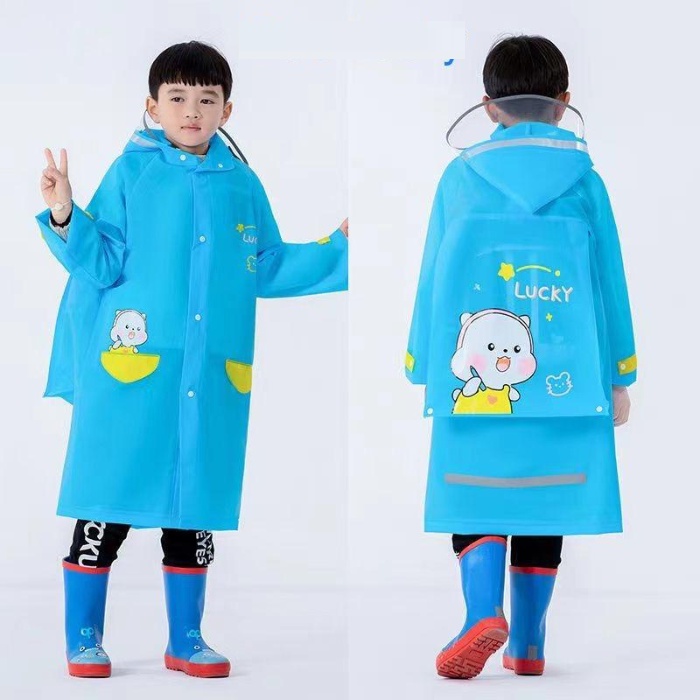 JAS HUJAN ANAK LAKI LAKI KOREA MANTEL COWOK RAINCOAT KIDS MOTIF BIRU KUCING USIA 3-12 TAHUN YW21