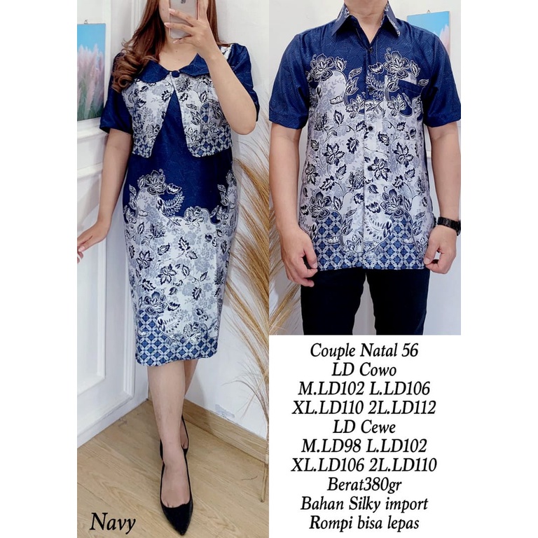 Pakaian Pria Wanita 956 A97326242 Couple Batik Dres Silky Kombinasi Brokat Real Pict