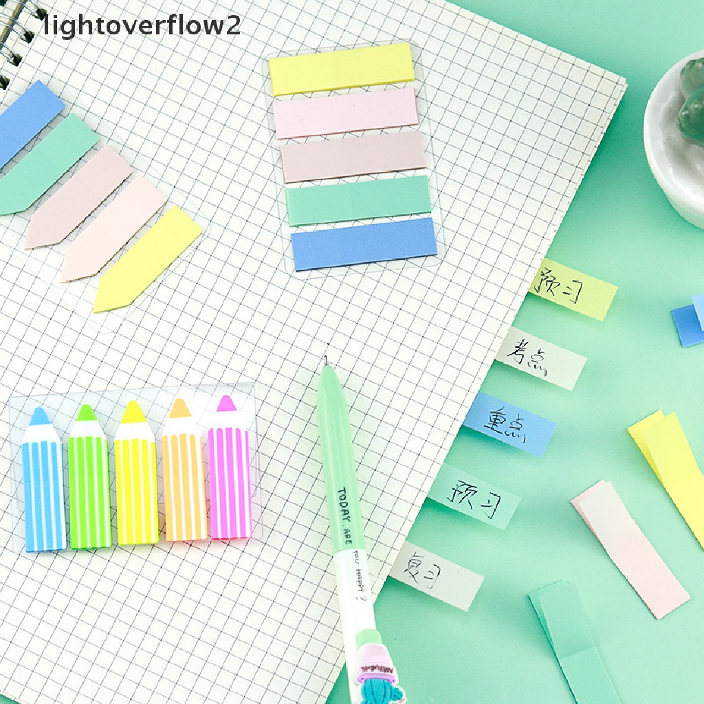 (lightoverflow2) 100 Lembar Sticky Note Warna-Warni Untuk Penanda Buku / Memo