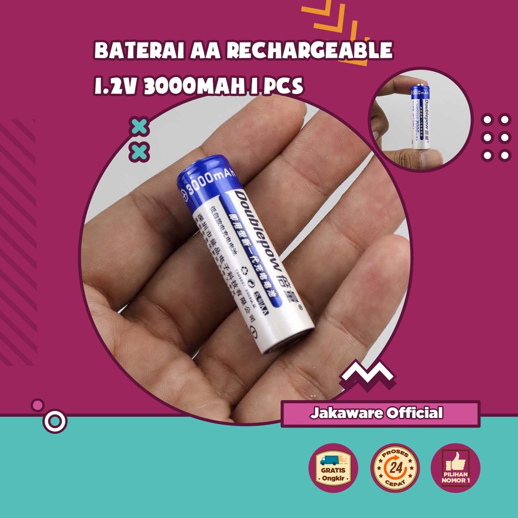 BATERAI AA RECHARGEABLE NIMH 1.2V 3000MAH 1 PCS CAS BATRE BATREI BATRAI BATERE BATTERY CES CHARGE IS