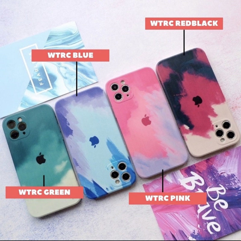 Watercolor Matte Square Edge TPU Case iPhone 7 8+ XS XR 11 12 13 Pro Max