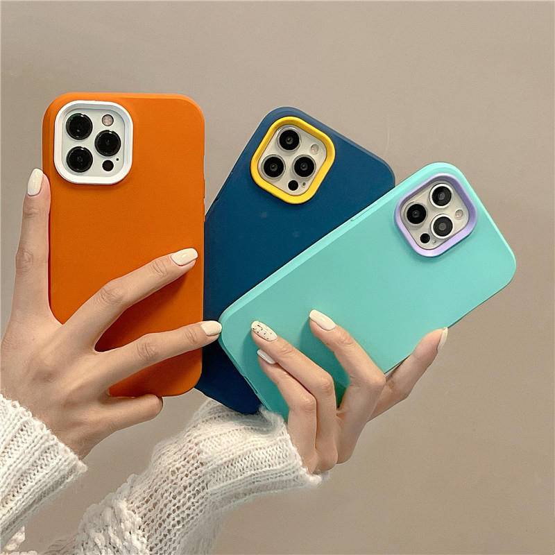 3 IN 1 Case Hybrid Silikon Shockproof Warna Polos Cover iPhone X XS MAX XR 7 8 6 6S Plus SE 2022 2020