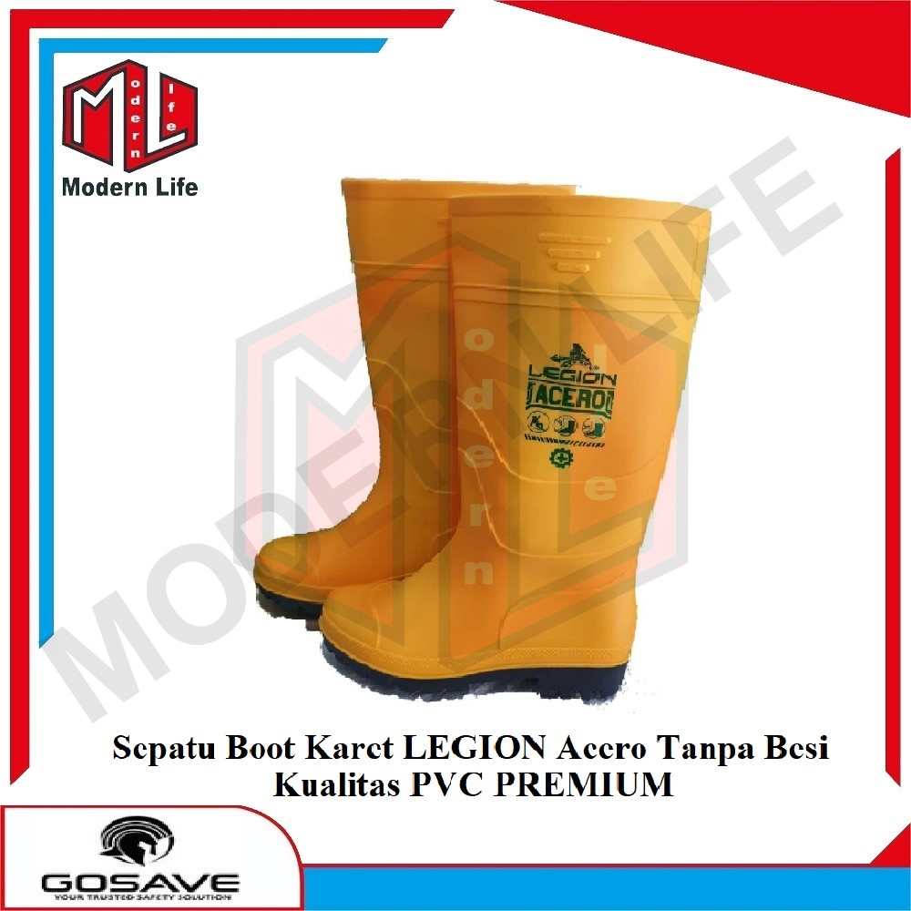 LEGION ACERO Sepatu Boot Karet Tanpa Besi Rain Boot ACERO PVC KUALITAS