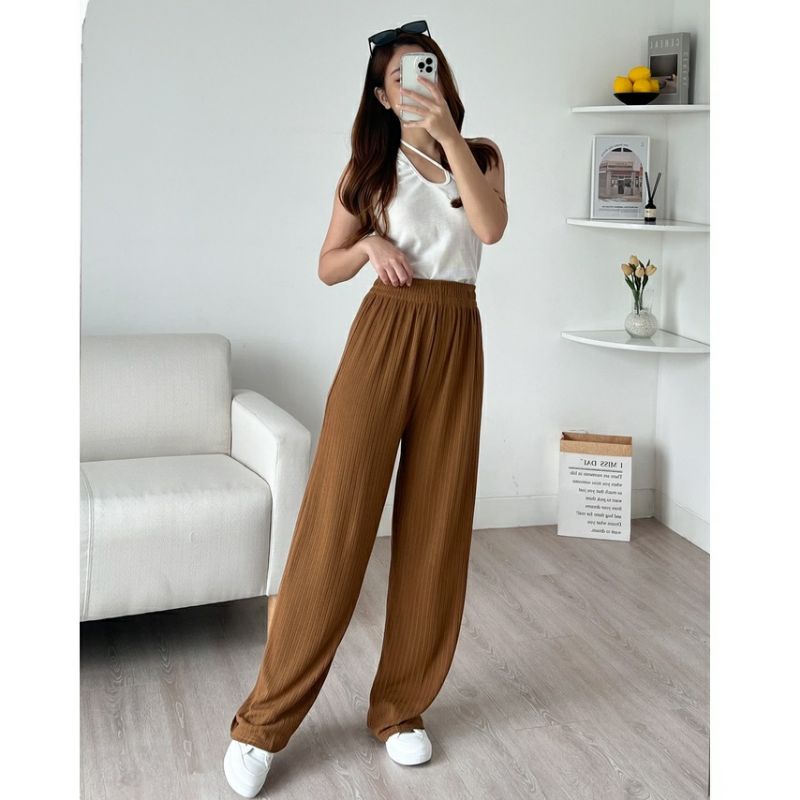 Meera Pants - Celana Kulot Knit Premium Long Cullot Pants Celana Panjang wanita Murah