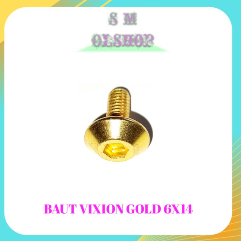 10 Baut Body Vixion Baut Vixion GOLD Baut Bodi Yamaha Vixion Baut Batok Yamaha Vixion Byson Ukuran M6x14