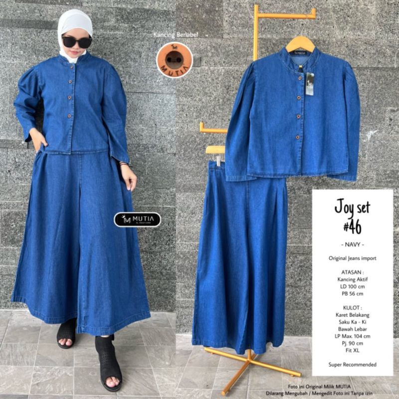 JOY SET #46 BY MUTIA / ONESET JEANS WANITA / Setelan kulot jeans muslimah