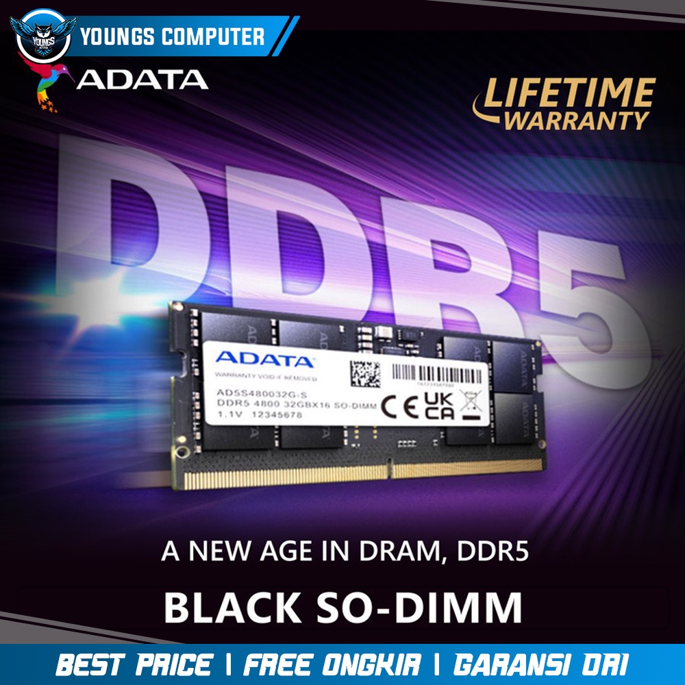 RAM ADATA DDR5 16GB 4800MHz SINGLE SODIMM | Memory Laptop DDR5 4800