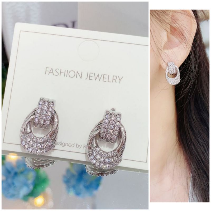 Anting Silver925 Premium Quality Anti karat anti alergi earring zircon mata halus 023