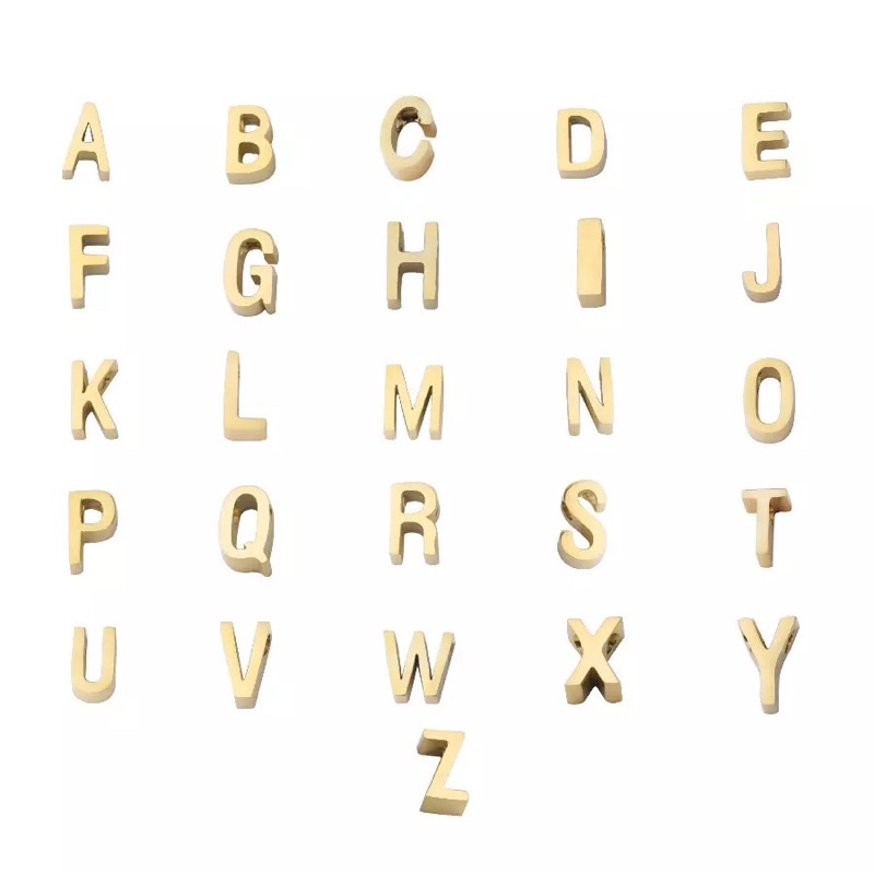 Ark.co - BASIC INITIAL BRACELET Gold &amp; Silver alphabet gelang tangan huruf inisial stainless steel anti karat