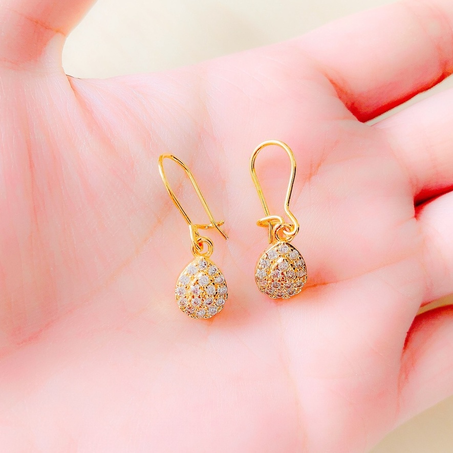 COD ❤️Anting Wanita Tetes Air Full Zirconia Gold