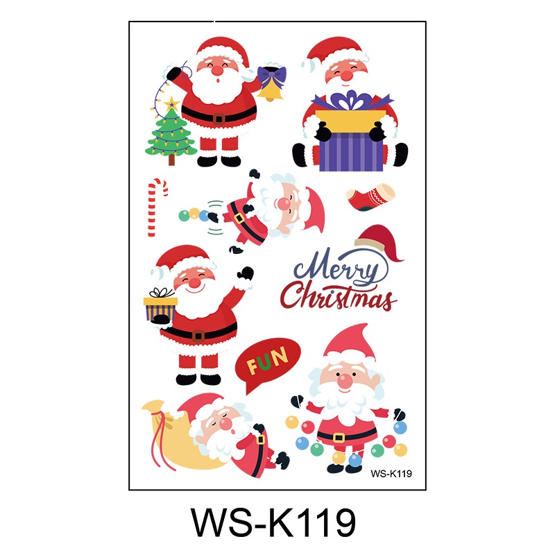 1 Lembar Stiker Tato Desain Kartun Santa Claus Elk Tahan Air Sekali Pakai Untuk Pesta Natal