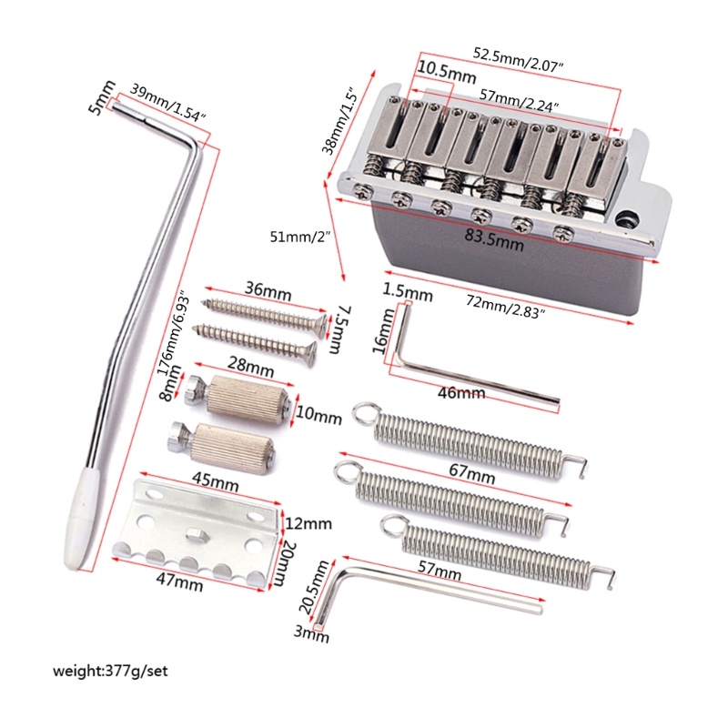 Saddle Bridge Top Load Tailpiece 6 Senar Bahan Metal Untuk Gitar