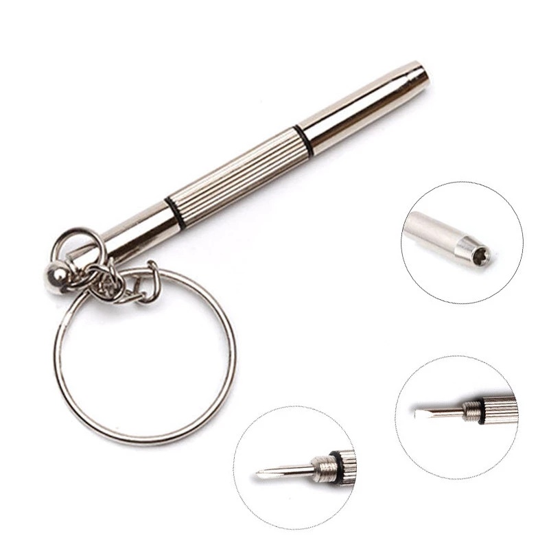 3 In 1 Obeng Mini Portable Bahan Stainless Steel Untuk Reparasi Kacamata / Jam Tangan