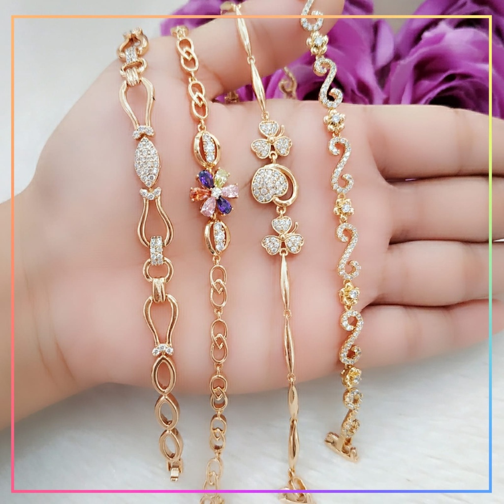 Gelang xuping terbaru gelang dewasa bunga premium perhiasan lapis emas gold GL 193