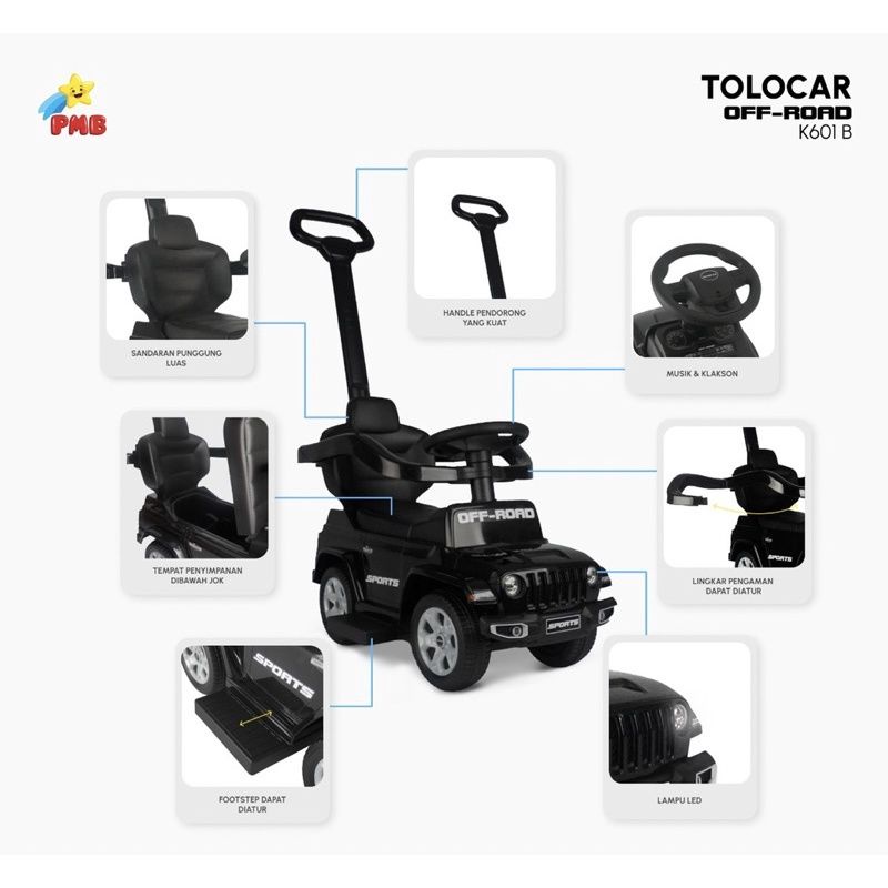 mobil dorong anak offroad jeep tolocar mainan anak 1 sampai 3 tahun mobil dorongan bayi jeep