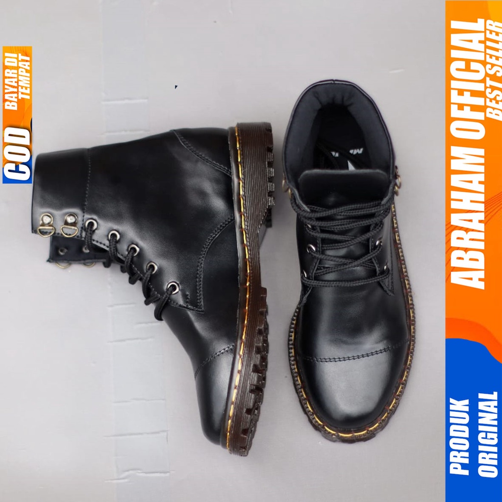 Sepatu Docmart Formal Pantofel Boots Hitam Wanita Abraham Miju