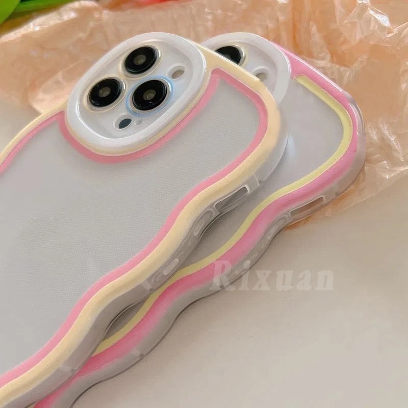 Soft Case TPU Transparan Warna Macaron Untuk iPhone 14 / 11 / 13 / 12 / 11Pro MAX / 14 Plus / X / XR / XS MAX