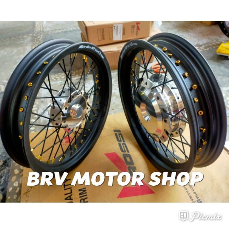 Sepaket Velg Jari Vario Mio Scoopy Beat X Ride 215-250+14 Ban Tubles Tapak Lebar Ring 14
