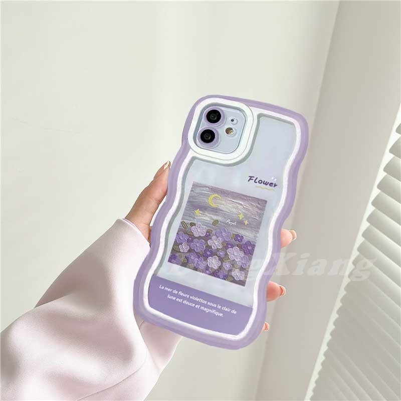 Case TPU Motif Lukisan Minyak Bunga Ungu Untuk iPhone 14 14 Pro MAX 11 Pro 11 Pro MAX 12 12 Pro 12 Pro MAX iPhone 13 Pro MAX X XR XS MAX 6 6S 7 8 Plus SE 2020 Case DGX