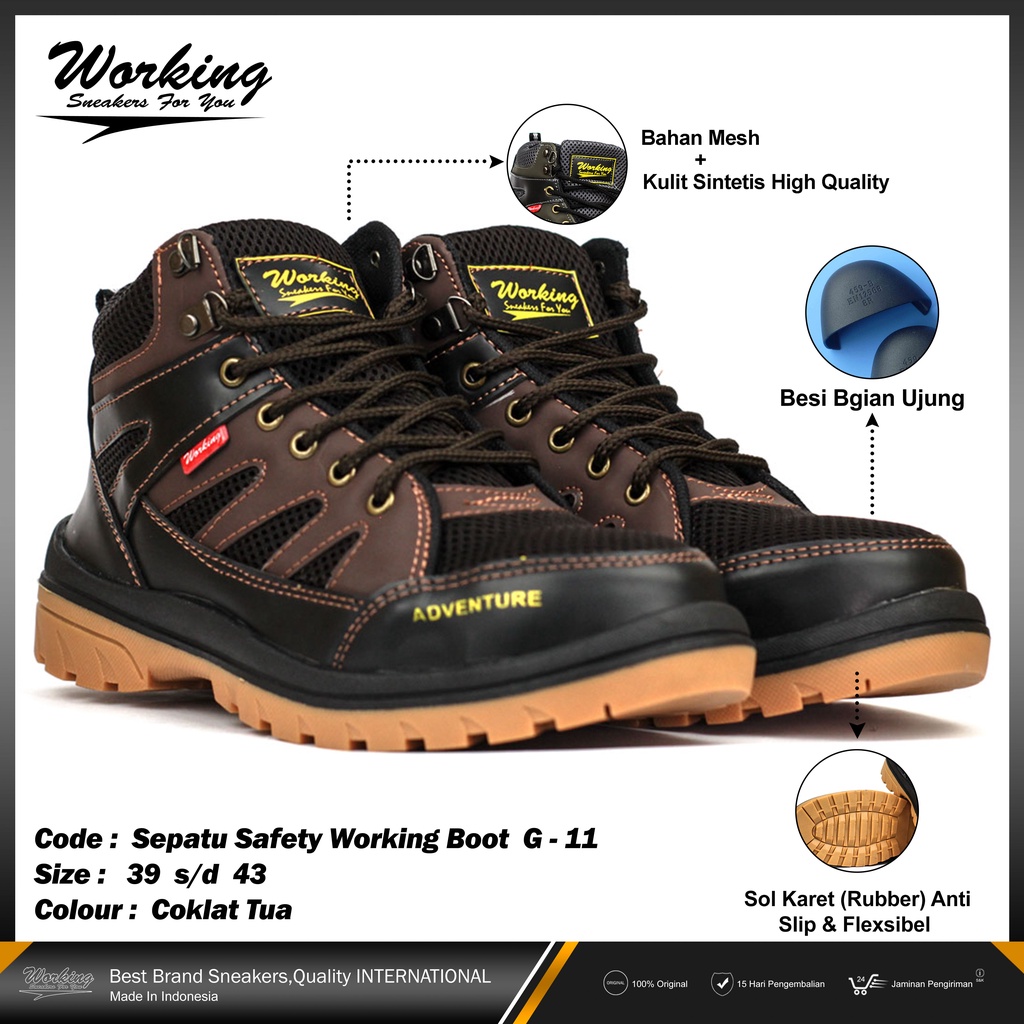 Working Sneakers For You Sepatu Boots Safety Ujung Besi Code G-11 Size 38-43