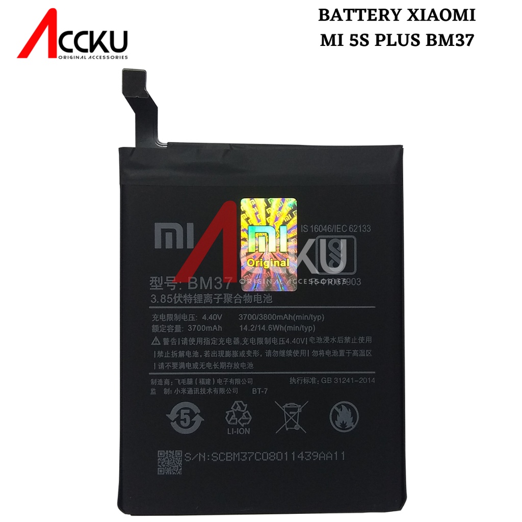 BM37 - Mi 5S+ - Mi 5S Plus BM-37 99%BateraiXiaomiBM37 Battery Mi 5S PlusBatteryXiaomiBattery Baterai Batre Xiaomi 5S Plus