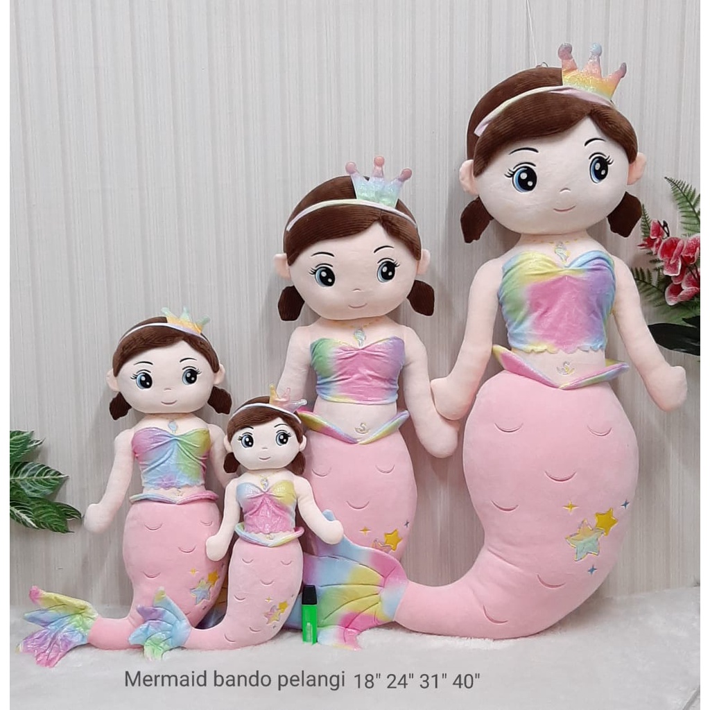 Boneka Mermaid Pelangi Size 24&quot;/60cm/boneka putri duyung/boneka anak perempuan/boneka anak lucu