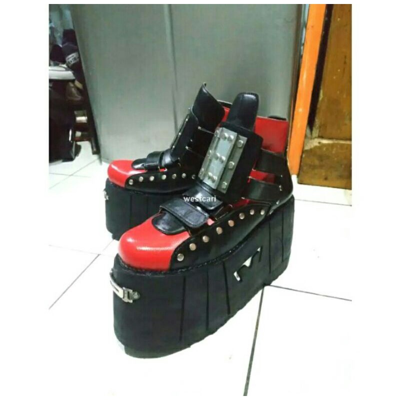 sepatu boots rock / sepatu kulit pria / sepatu double sol kulit touring
