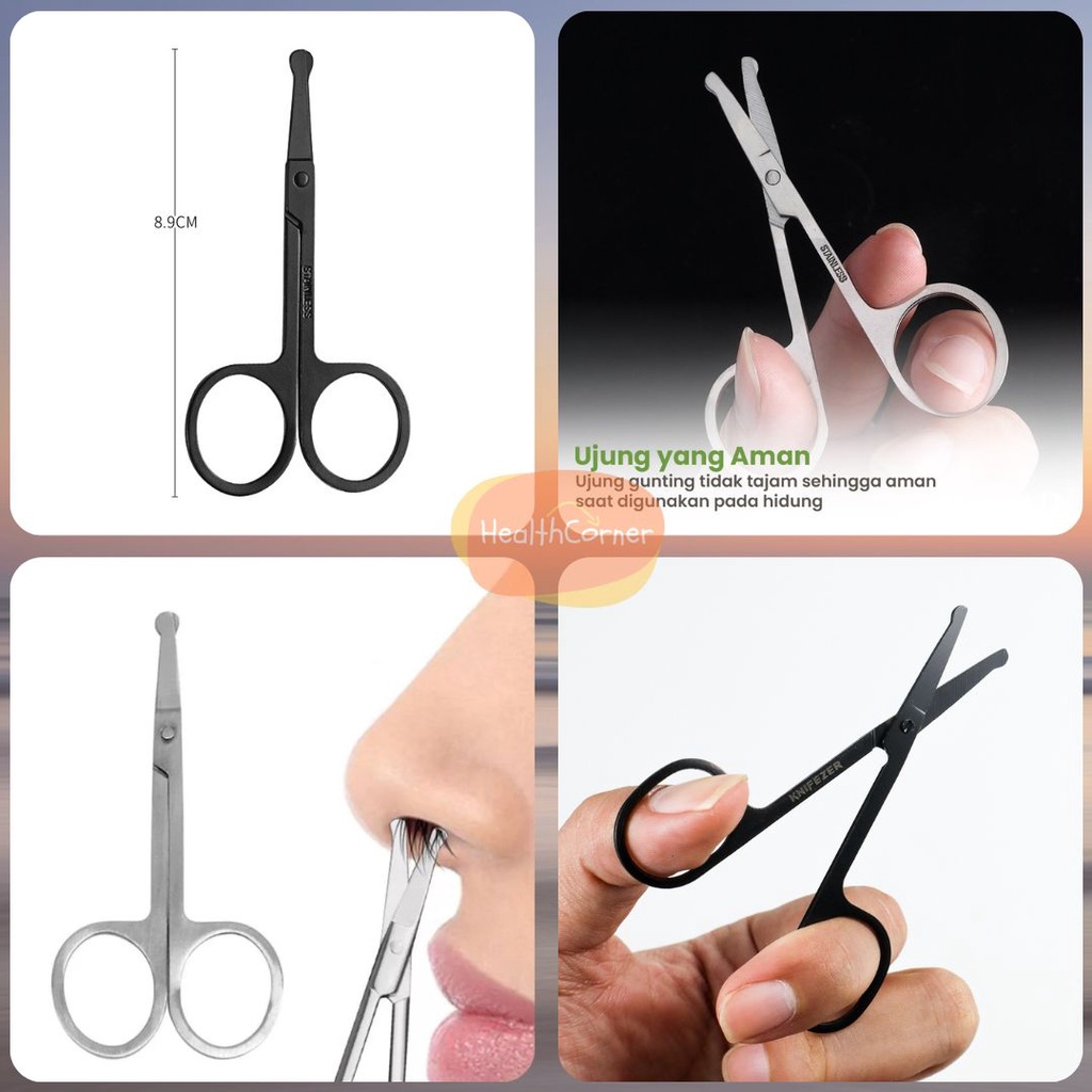 Gunting Bulu Hidung Rounded Tip Stainless Steel Nose Hair Scissors Alat Penghilang Bulu Rambut