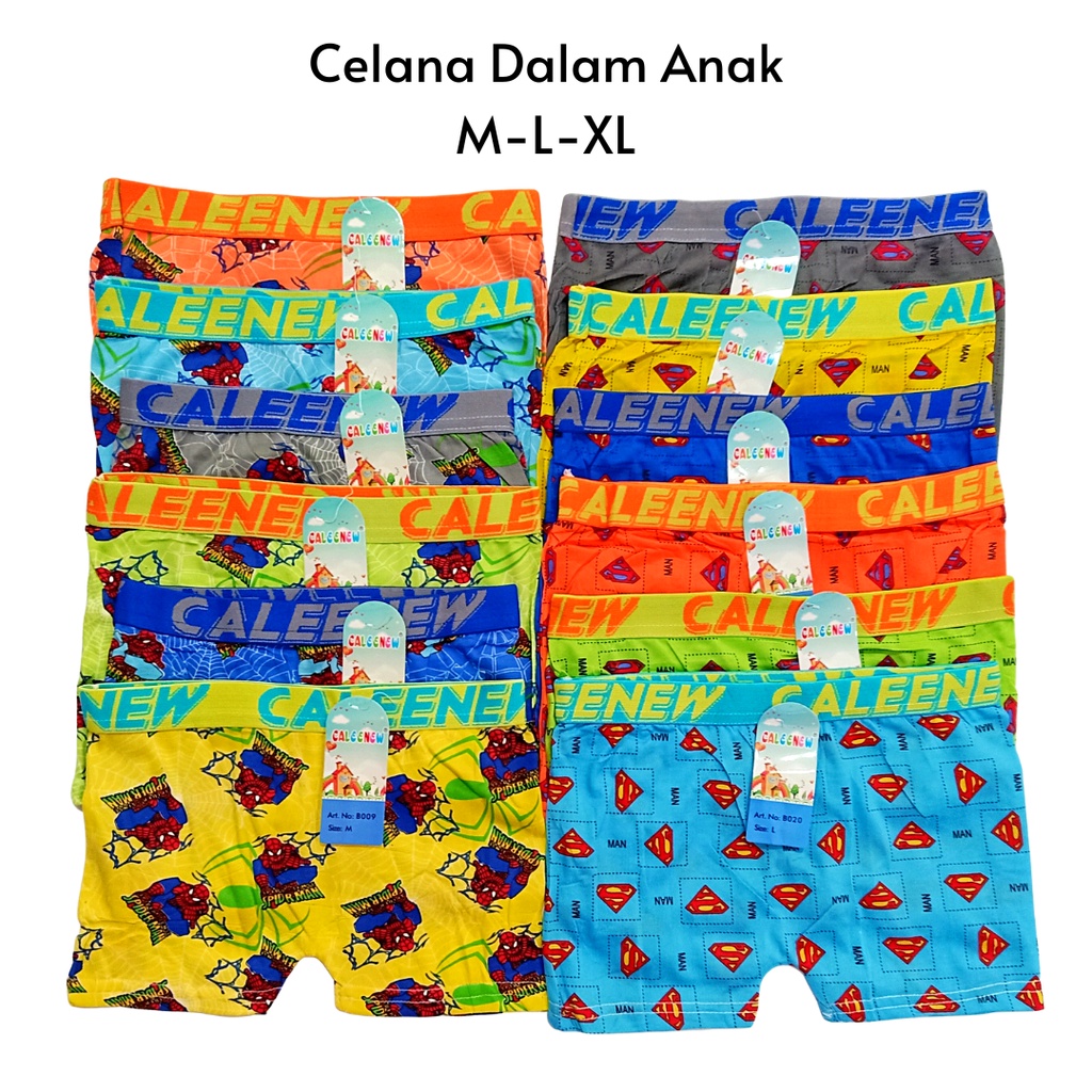 Celana Dalam CD Boxer Anak Laki Laki Cowok Motif Print Size M-L-XL